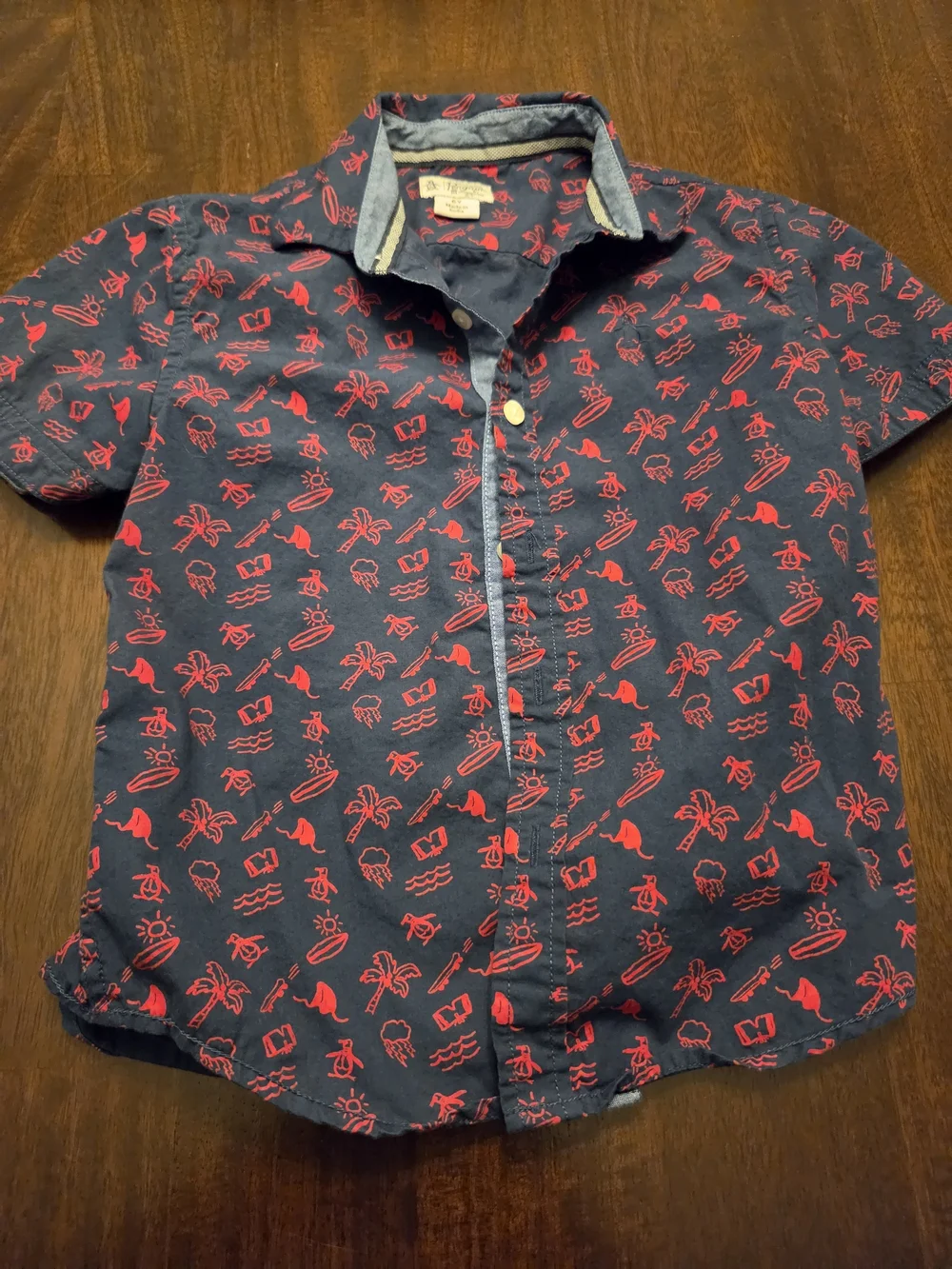 Boys 6 Penguin Button Up Shirt